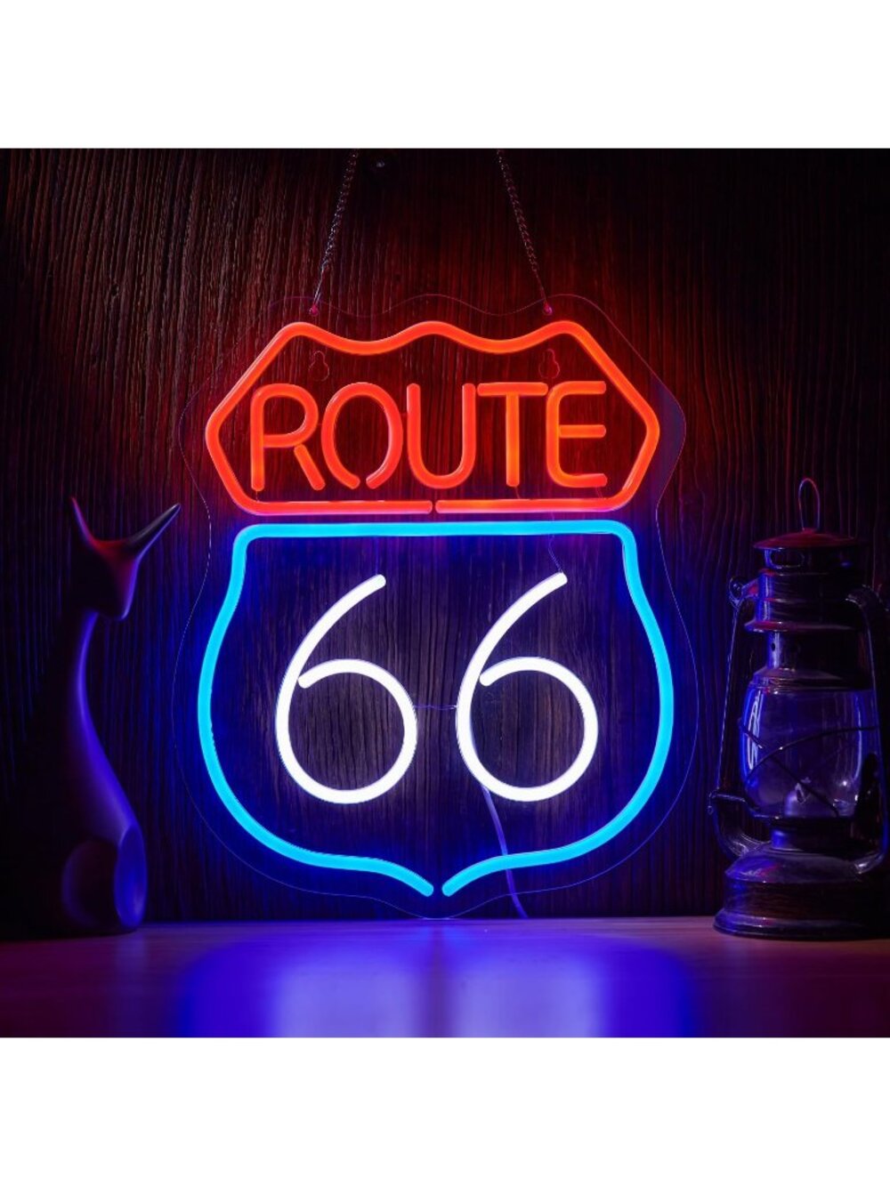 Route 66 Neon Sign Blue Red White Historic US High Way LED Light Route 66 Neon